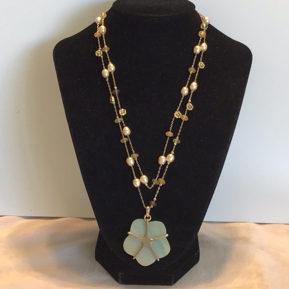 Vintage Jade & Pearls Double Strand Necklace - Picture 2 of 8